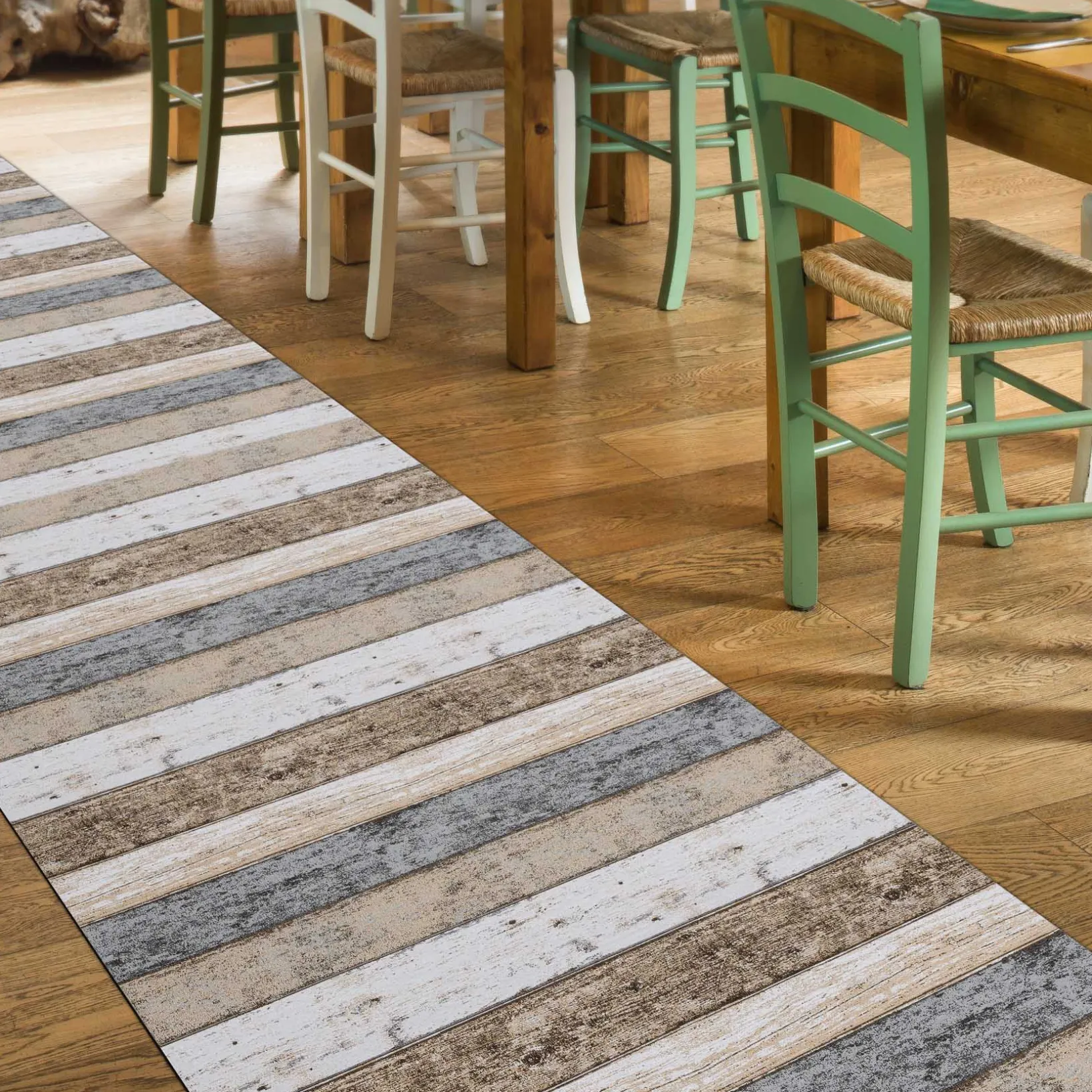Küchenläufer Küchenteppich Läufer Flur Wood Industry Holz Braun Teppichläufer