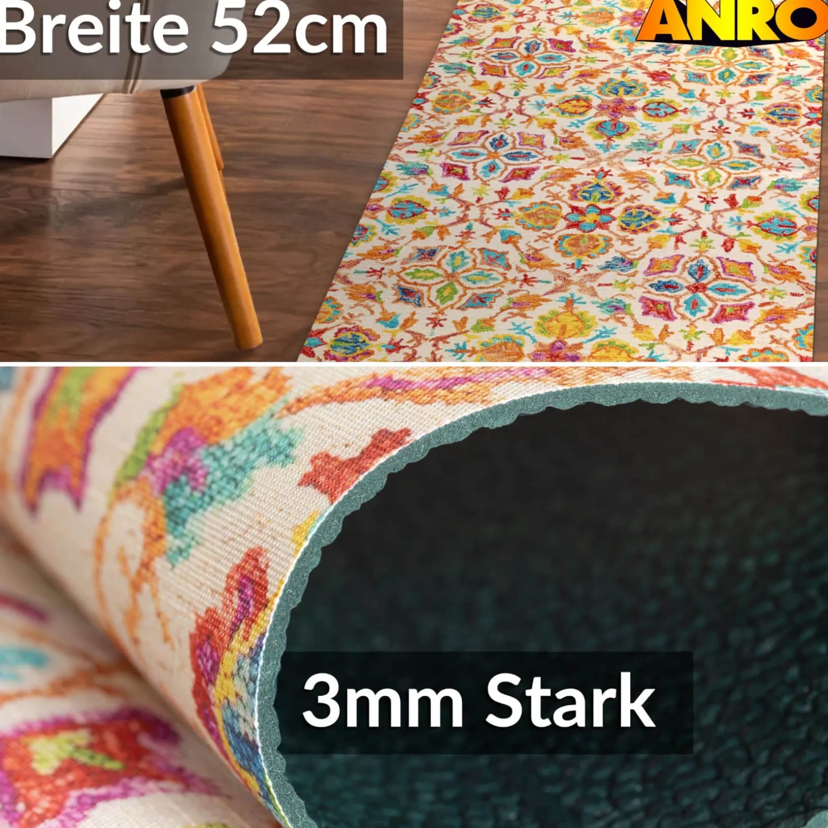 Küchenläufer Küchenteppich Läufer Flur Teppichläufer Sprinty Abbraccio 52cm Breite