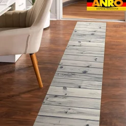 Küchenläufer Küchenteppich Läufer Flur Teppichläufer rutschfest Holz Grau