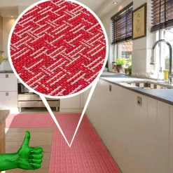 Küchenläufer Küchenteppich Läufer Flur pflegeleicht Premium waschbar Flechtoptik Rot