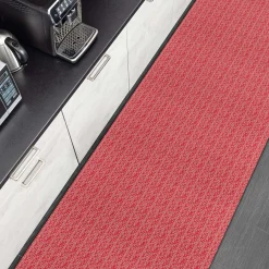 Küchenläufer Küchenteppich Läufer Flur pflegeleicht Premium waschbar Flechtoptik Rot