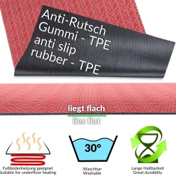 Küchenläufer Küchenteppich Läufer Flur pflegeleicht Premium waschbar Flechtoptik Rot