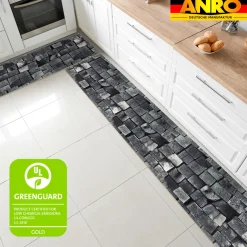 Küchenläufer Küchenteppich Läufer Flur Teppichläufer rutschfest Holz Anthrazit