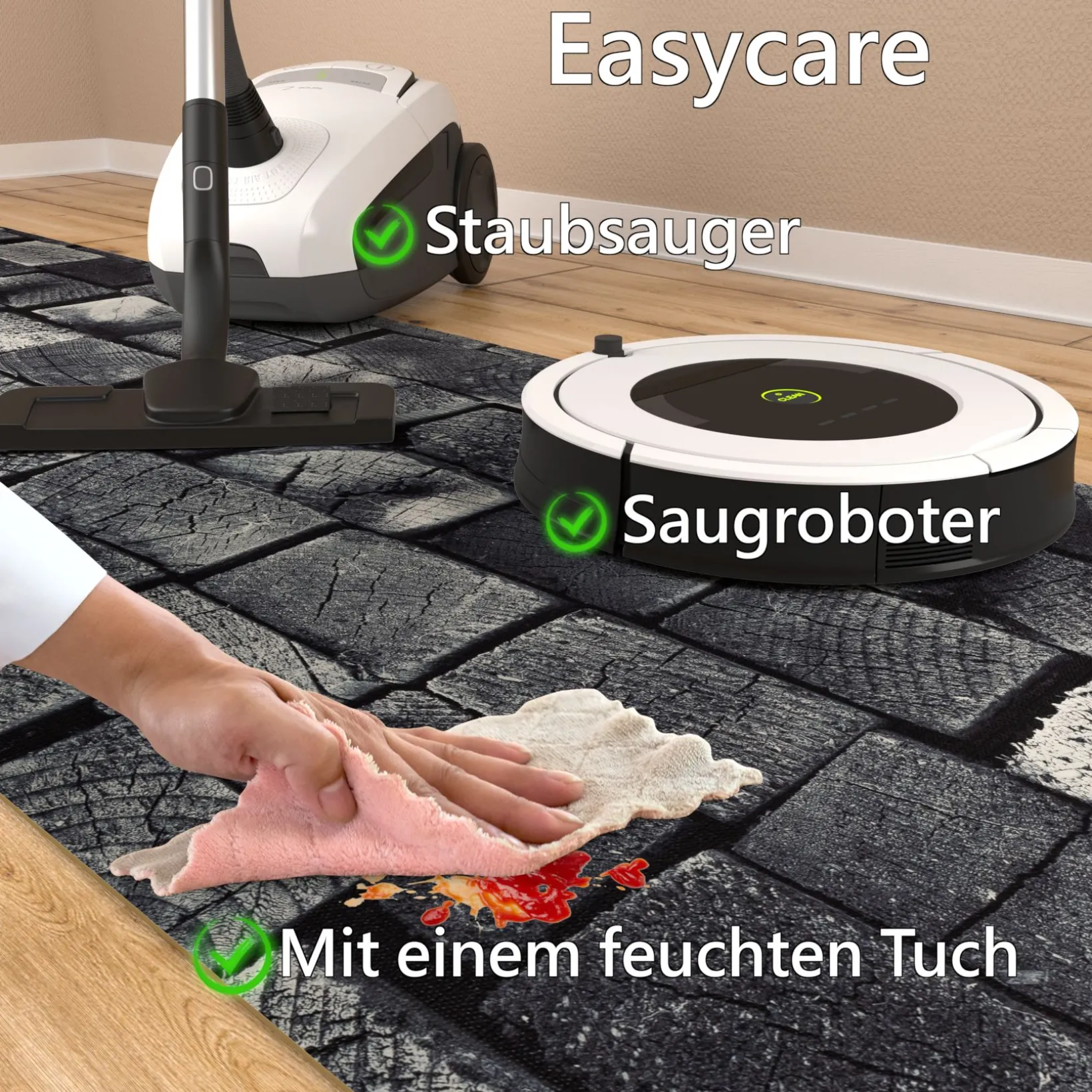 Küchenläufer Küchenteppich Läufer Flur Teppichläufer rutschfest Holz Anthrazit