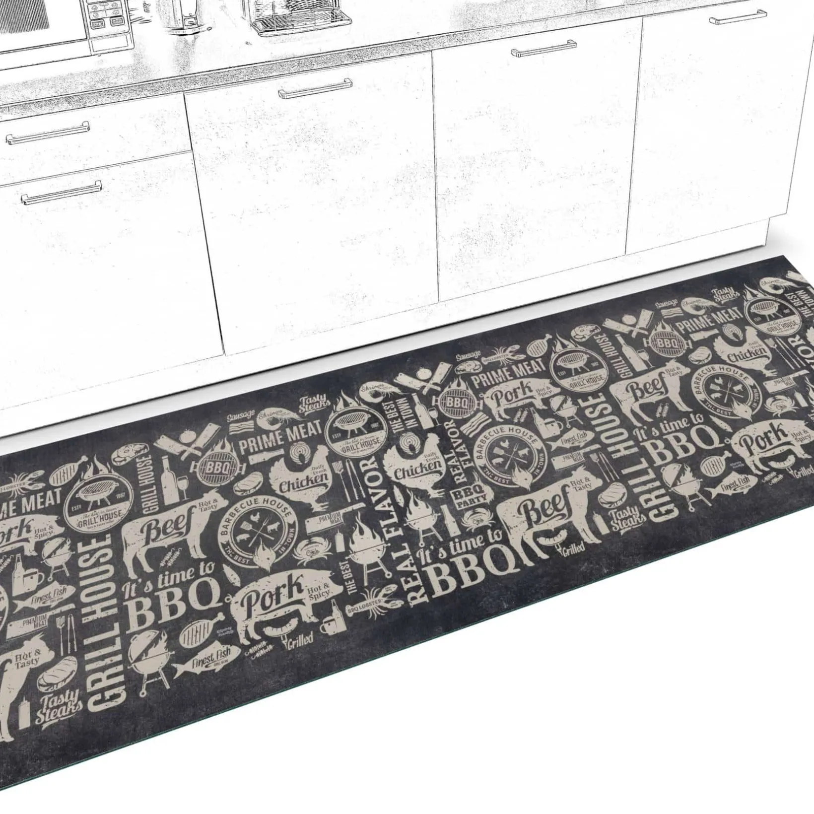 Küchenläufer Küchenteppich Läufer Flur Teppichläufer Sprinty Grill House 52cm Breite