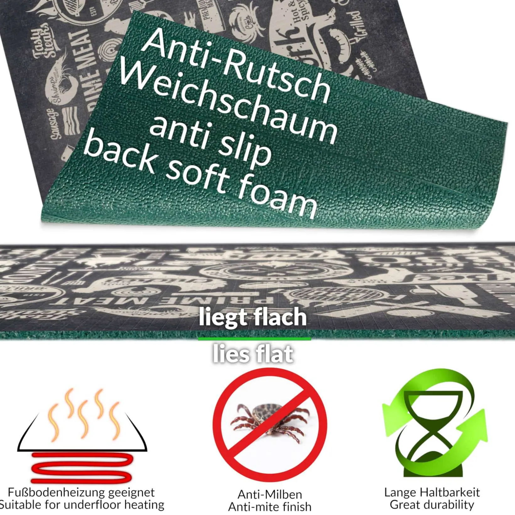 Küchenläufer Küchenteppich Läufer Flur Teppichläufer Sprinty Grill House 52cm Breite