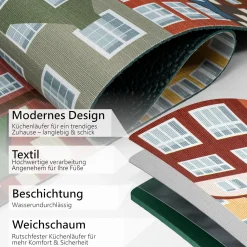 Küchenläufer Küchenteppich Läufer Flur Teppichläufer Sprinty Amsterdam Mehrfarbig 50cm Breit