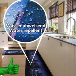 Küchenläufer Küchenteppich Läufer Flur Teppichläufer Skyline Blau 50cm Breit