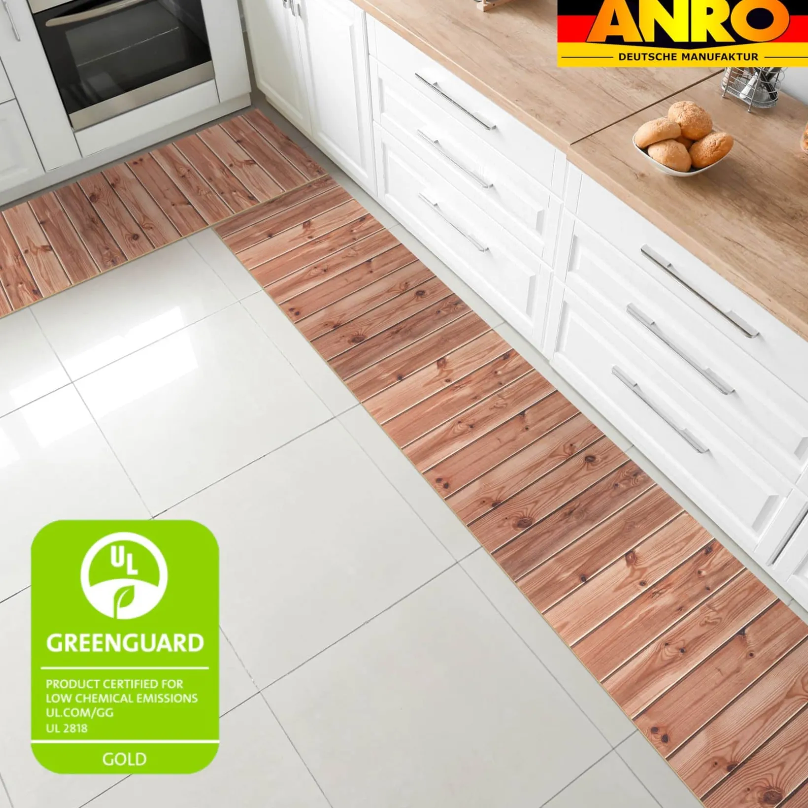 Küchenläufer Küchenteppich Läufer Flur Teppichläufer rutschfest Holz Grau
