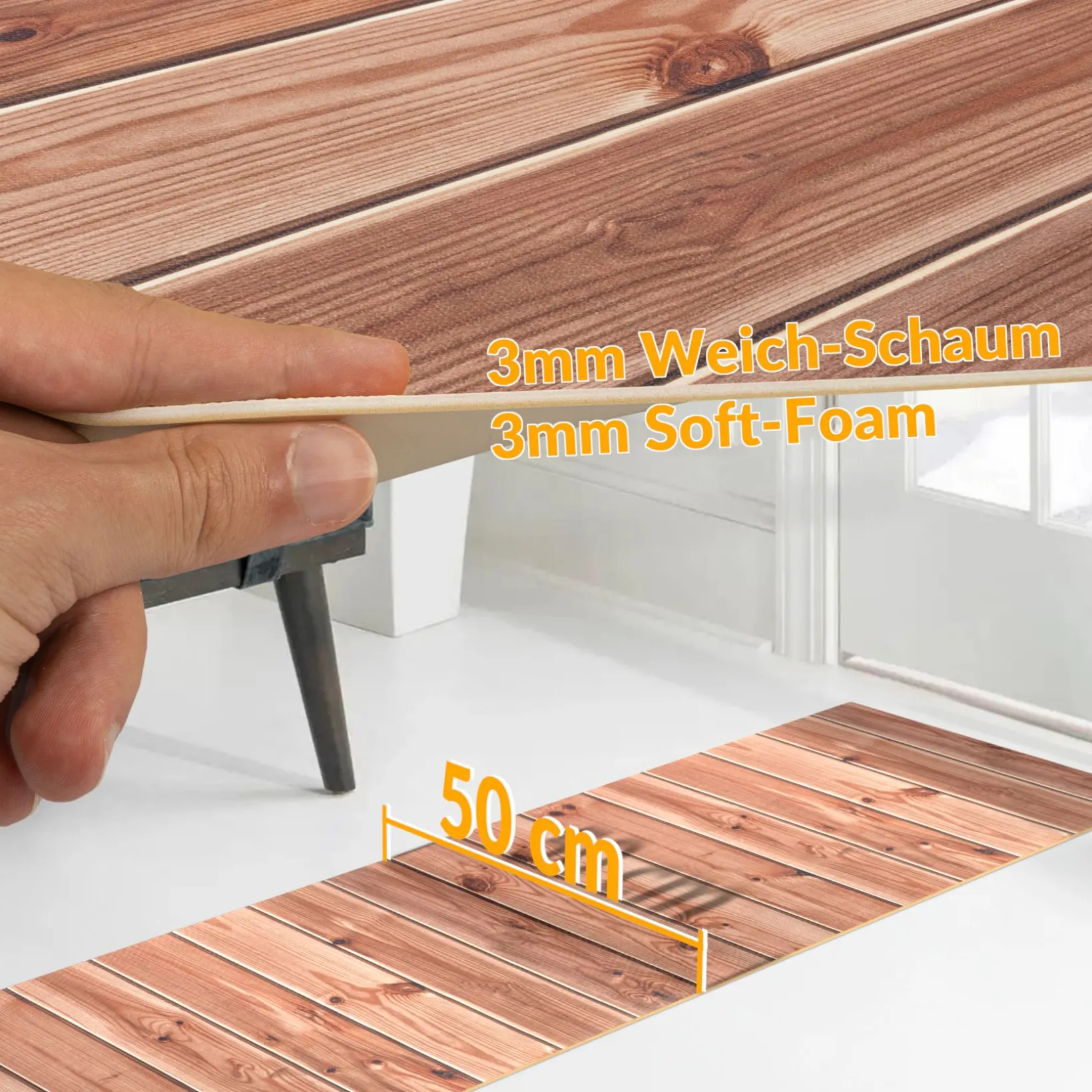 Küchenläufer Küchenteppich Läufer Flur Teppichläufer rutschfest Holz Grau
