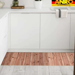 Küchenläufer Küchenteppich Läufer Flur Teppichläufer rutschfest Holz Grau