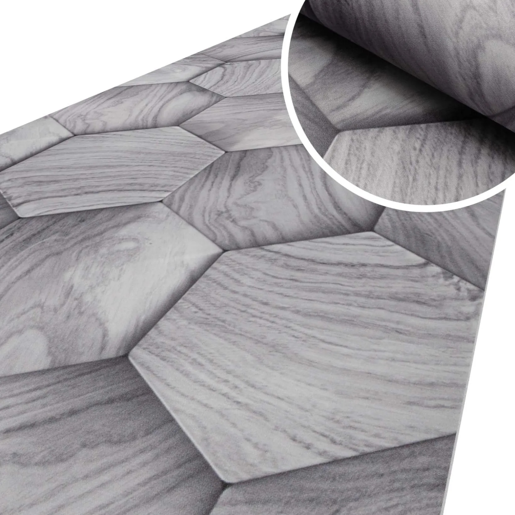 Küchenläufer Küchenteppich Läufer Flur Teppichläufer Motiv Holzoptik Geometrie Grau