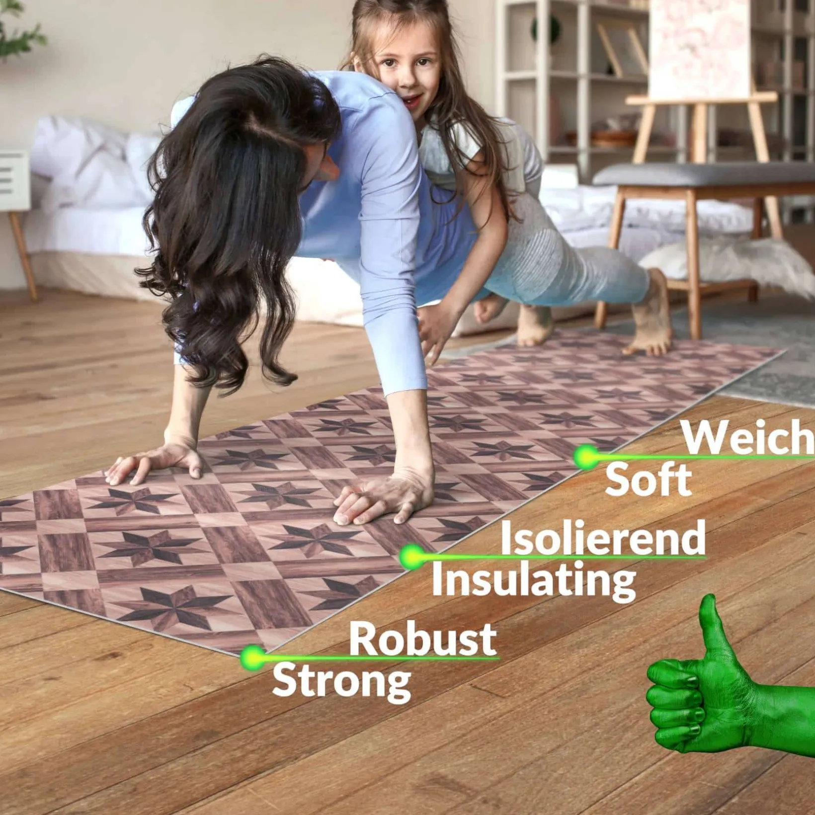 Küchenläufer Küchenteppich Läufer Flur Teppichläufer Parket Stern Karo