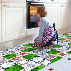 Küchenläufer Küchenteppich Läufer Flur Teppichläufer Fliesengarten Mehrfarbig 80cm Breit