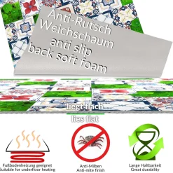 Küchenläufer Küchenteppich Läufer Flur Teppichläufer Fliesengarten Mehrfarbig 80cm Breit