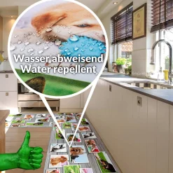 Küchenläufer Küchenteppich Läufer Flur Teppichläufer Hundemotiv Mehrfarbig 80cm Breit