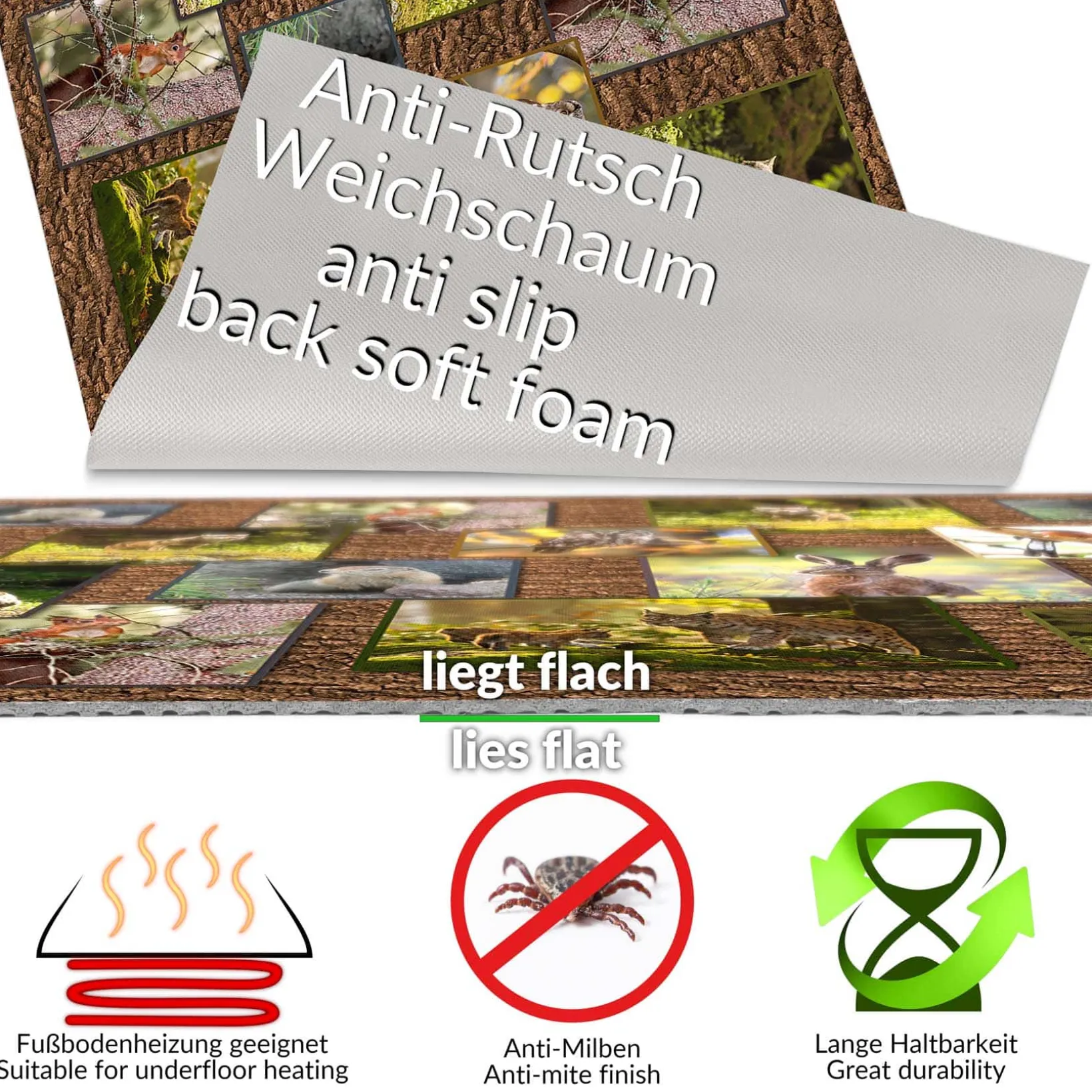Küchenläufer Küchenteppich Läufer Flur Teppichläufer Jägermotiv Mehrfarbig 80cm Breit