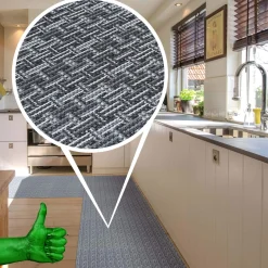 Küchenläufer Küchenteppich Läufer Flur 3-Schicht Premium Flechtoptik Grau