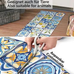 Küchenläufer Küchenteppich Zitrone Lemon Holz Beige rutschfest abwaschbar | 50cm Breit