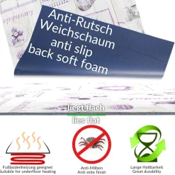 Küchenläufer Lavendula Teppichläufer pflegeleicht rutschfest abwaschbar Küchenteppich