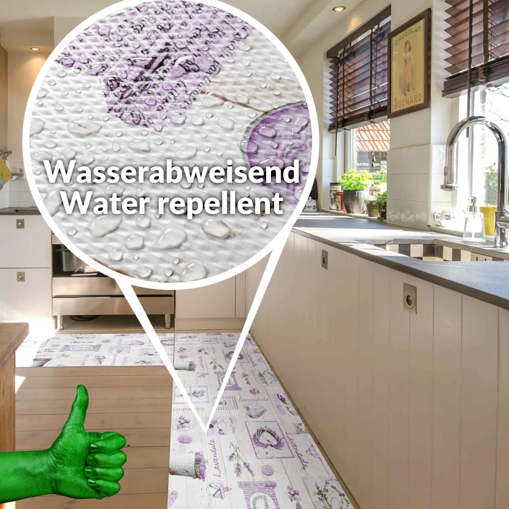 Küchenläufer Lavendula Teppichläufer pflegeleicht rutschfest abwaschbar Küchenteppich