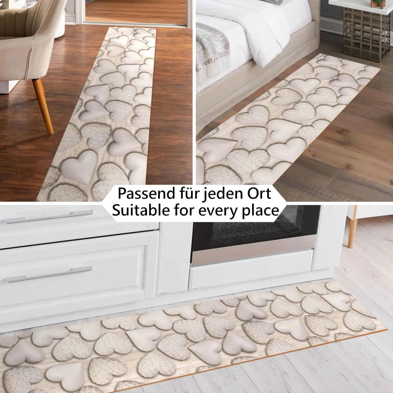 Küchenläufer PVC rutschfest abwaschbar Home Sweet Home Beige 50cm Breit