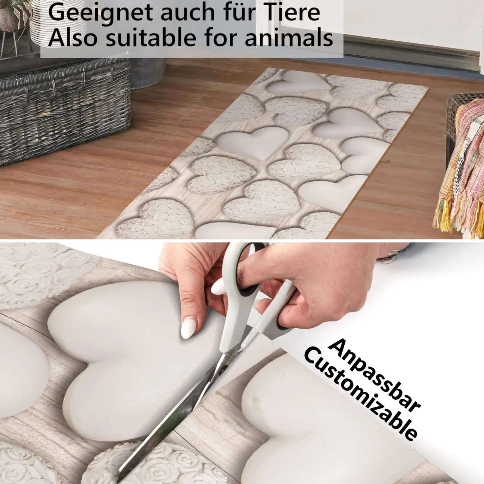 Küchenläufer PVC rutschfest abwaschbar Home Sweet Home Beige 50cm Breit