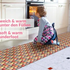 Küchenläufer Teppichläufer Flur Läufer rutschfest Rauten Breite 65cm Meterware