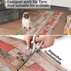 Küchenläufer Teppich Läufer Flurteppich waschbar rutschfest Holzoptik Breite 65cm