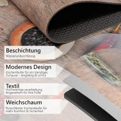 Küchenläufer Teppich Läufer Flurteppich waschbar rutschfest Spicy Breite 65cm