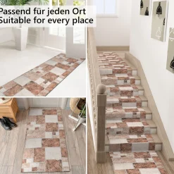 Küchenläufer Teppich Läufer Flurteppich waschbar rutschfest Steine Breite 65cm