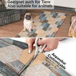 Küchenläufer Teppich Läufer Flurteppich waschbar rutschfest Modern Breite 65cm