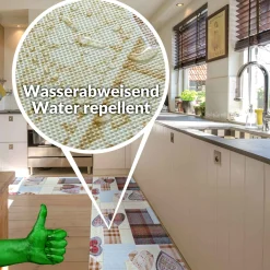 Küchenläufer Teppichläufer Karo Herz Beige rutschfest Läufer abwaschbar | 50cm Breit