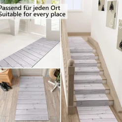 Küchenläufer waschbar Küchenteppich rutschfest Sprinty Holz Grau 52cm Breite