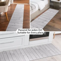 Küchenläufer waschbar Küchenteppich rutschfest Sprinty Holz Grau 52cm Breite
