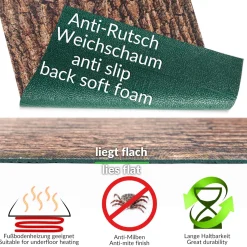 Küchenläufer waschbar Küchenteppich rutschfest Sprinty Baumrinde 52cm Breite