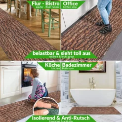 Küchenläufer waschbar Küchenteppich rutschfest Sprinty Baumrinde 52cm Breite