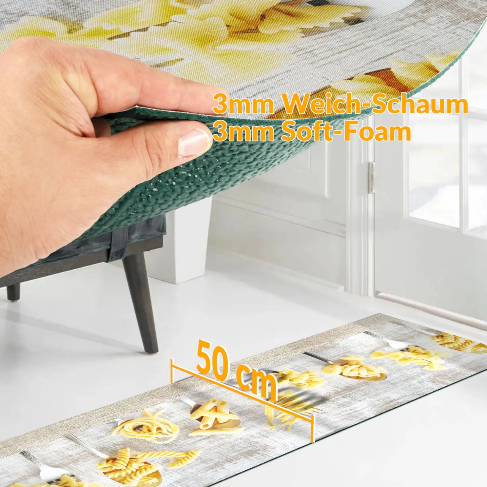 Küchenläufer waschbar Küchenteppich rutschfest Sprinty Trattoria 52cm Breite
