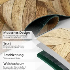 Küchenläufer waschbar Küchenteppich rutschfest Sprinty Parkett 52cm Breite