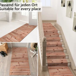 Küchenläufer waschbar Küchenteppich rutschfest Sprinty Holz Braun 52cm Breite