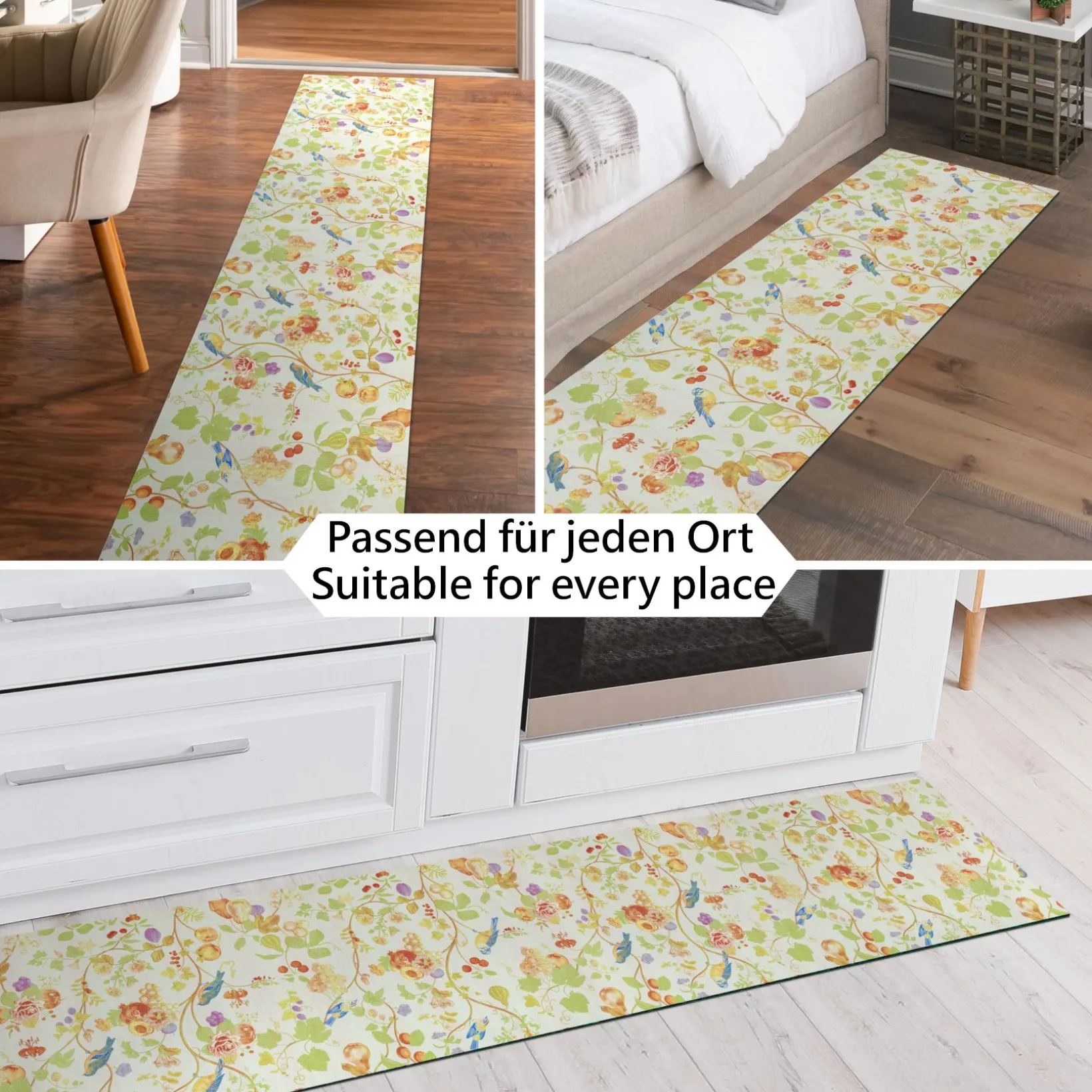 Küchenläufer waschbar Textil + PVC Küchenteppich rutschfest Sprinty Botanic Mehrfarbig 50cm Breit