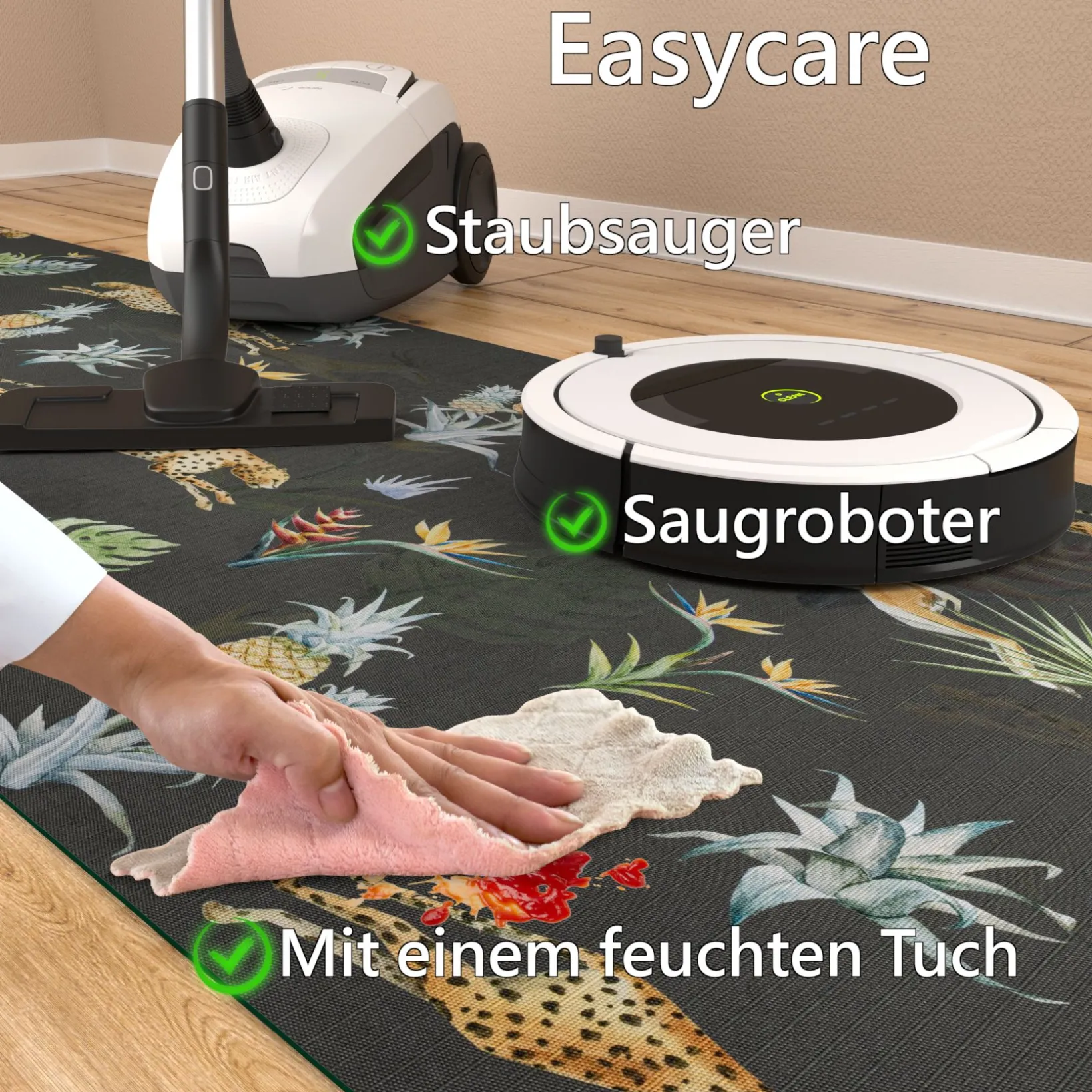 Küchenläufer waschbar Textil + PVC Küchenteppich rutschfest Sprinty Indonesia Mattone Rot 50cm Breit