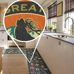 Küchenläufer waschbar Textil + PVC Küchenteppich rutschfest Sprinty Pesca Mehrfarbig 50cm Breit