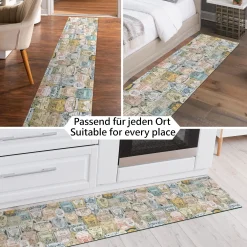 Küchenläufer waschbar Textil + PVC Küchenteppich rutschfest Sprinty Fortuna Mehrfarbig 50cm Breit