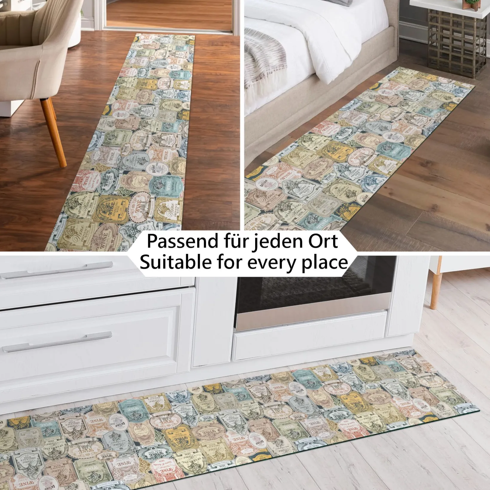Küchenläufer waschbar Textil + PVC Küchenteppich rutschfest Sprinty Fortuna Mehrfarbig 50cm Breit