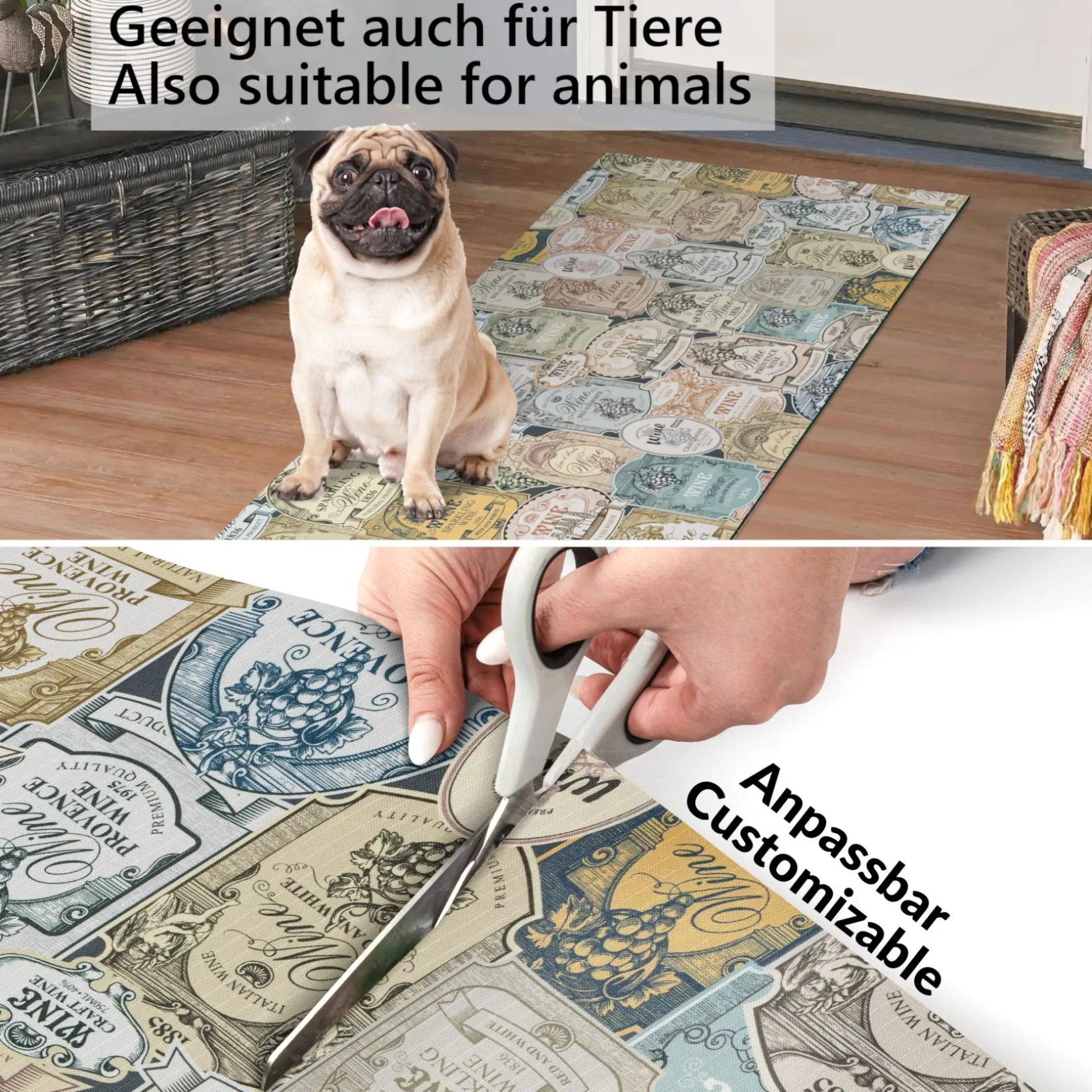 Küchenläufer waschbar Textil + PVC Küchenteppich rutschfest Sprinty Fortuna Mehrfarbig 50cm Breit