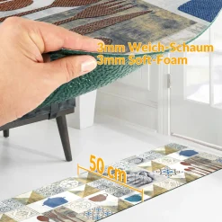 Küchenläufer waschbar Textil + PVC Küchenteppich rutschfest Sprinty Chicco Doro Mehrfarbig 50cm Breit