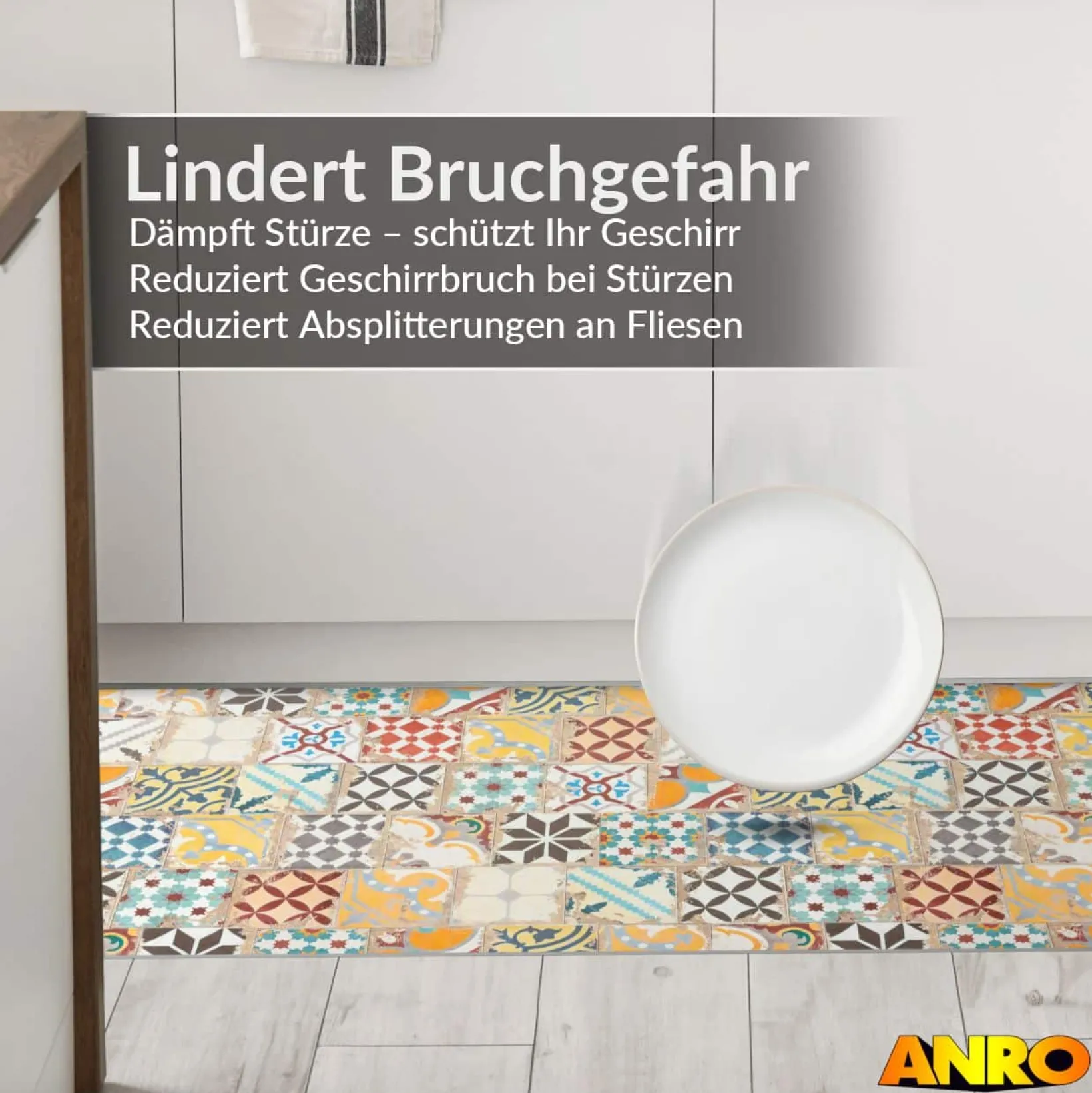 Küchenteppich Küchenläufer abwaschbar Teppichläufer Küche rutschfest Flur Läufer pflegeleicht Pharao Breite 67cm