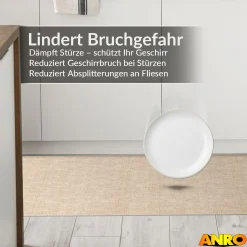 Küchenteppich Küchenläufer abwaschbar Teppichläufer Küche rutschfest Flur Läufer pflegeleicht Uni Beige Breite 67cm