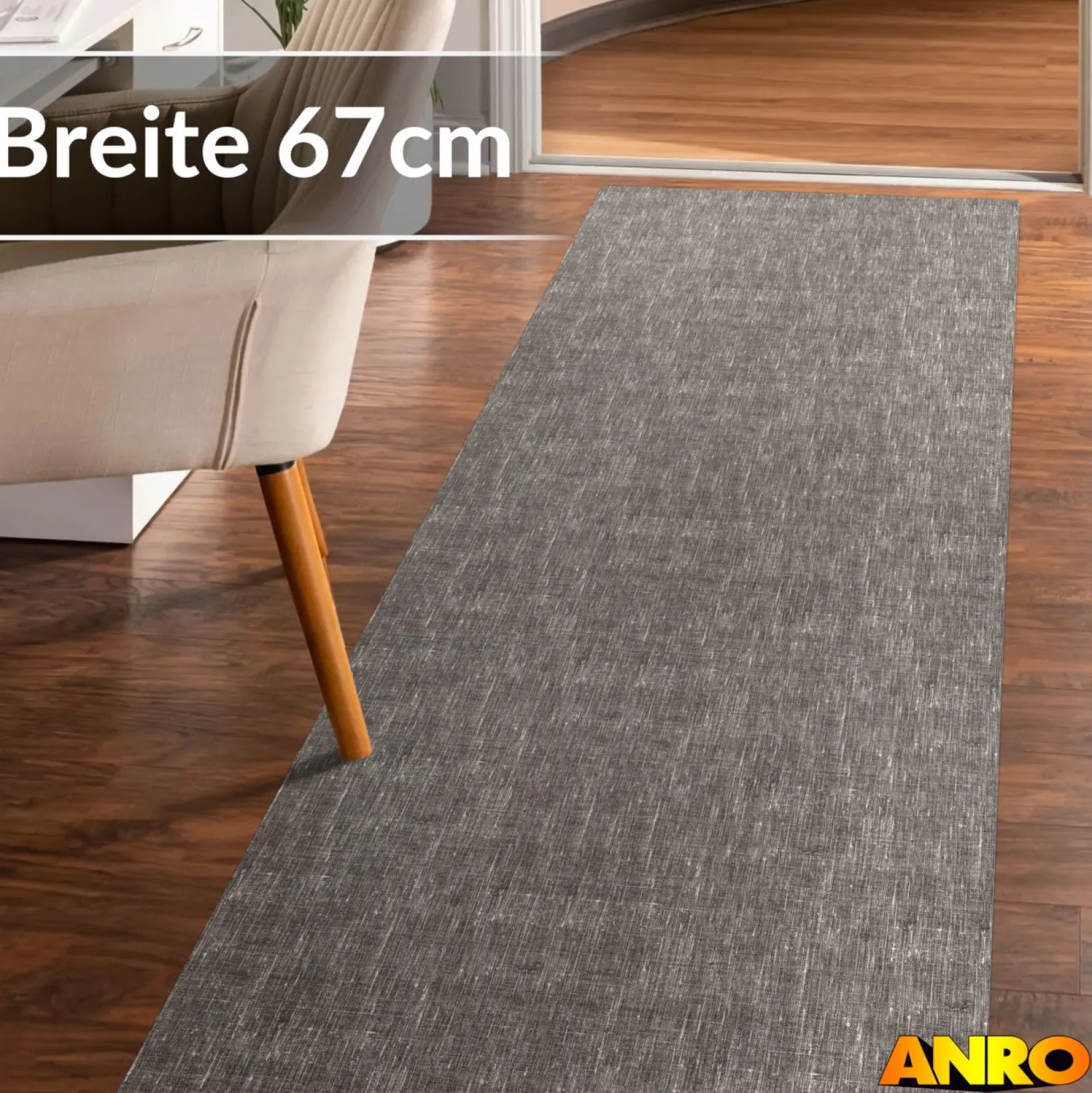 Küchenteppich Küchenläufer abwaschbar Teppichläufer Küche rutschfest Flur Läufer pflegeleicht Uni ANTRe Breite 67cm